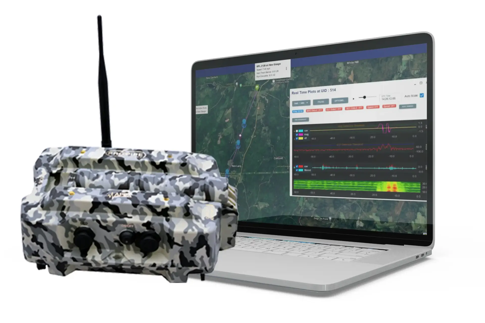 APEX above ground marker with Pigview Web screenshot